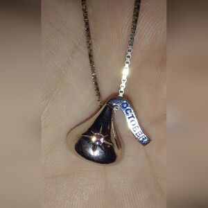 Hershey Kiss With 925 October With Silvertone Necklace
